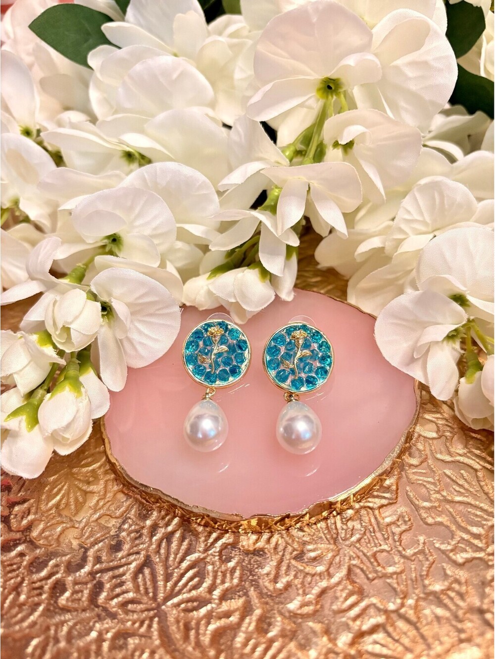 Enchanted Waters Rose & Pearl Earrings